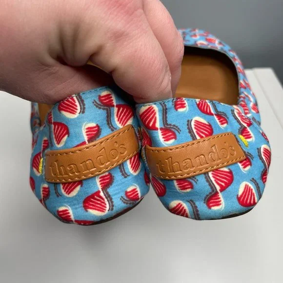 THANDO'S Blue/Red Akonmi Foldable Ballet Flats sz 7 - Picture 4 of 6